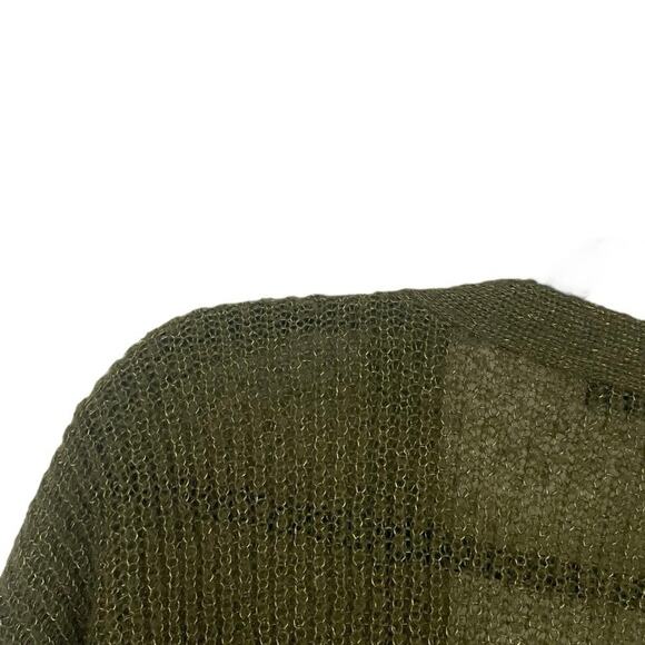 Kensie Olive Green & Gold Metallic Knit Button Down Cardigan Sweater - Picture 8 of 9